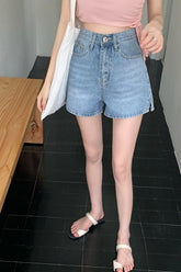 High Waist Side Split Shorts Jeans